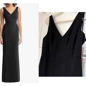Social Bridesmaids Sleeveless Tie Back Chiffon Trumpet Gown, Black, Size 12 NWT